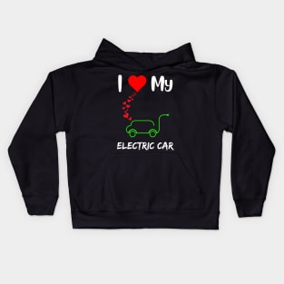 I love electric cars funny electric vehicle owner heart Kids Hoodie